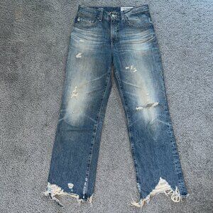 AG-ED DENIM ADRIAN GOLDSCHMIED THE RHETT HIGH WAISTED STRAIGHT  DISTRESSED - 27R